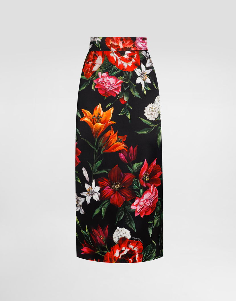 Sukňa Dolce & Gabbana Dolce & Gabbana Satin Midi Skirt with Flower Print Rôznofarebný | F4CS8TFSIB2HN5PB