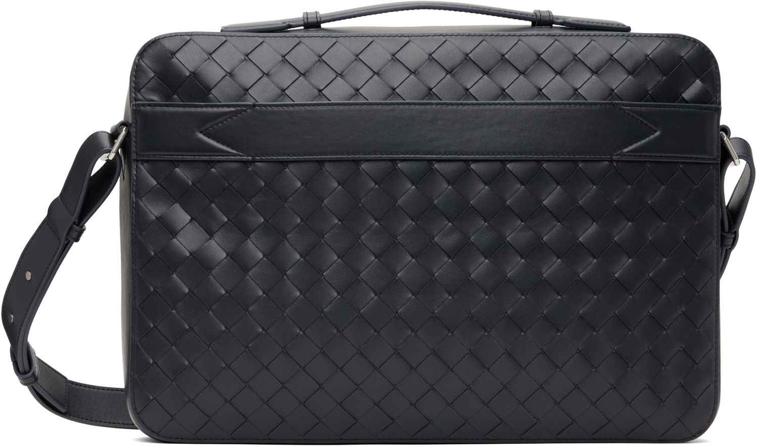 Taška cez rameno Bottega Veneta Woven Leather Slim Briefcase Čierna | 786662-V2HL1-4211, 0