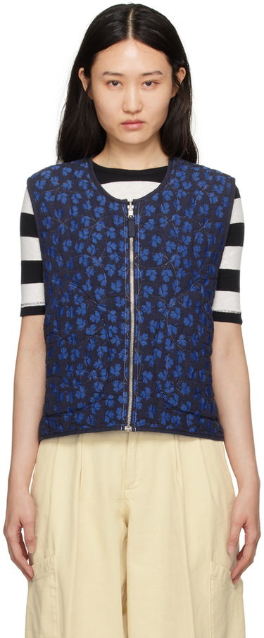 Vesta YMC Reversible Quilted Floral Vest Modrá | Q5WAC, 0