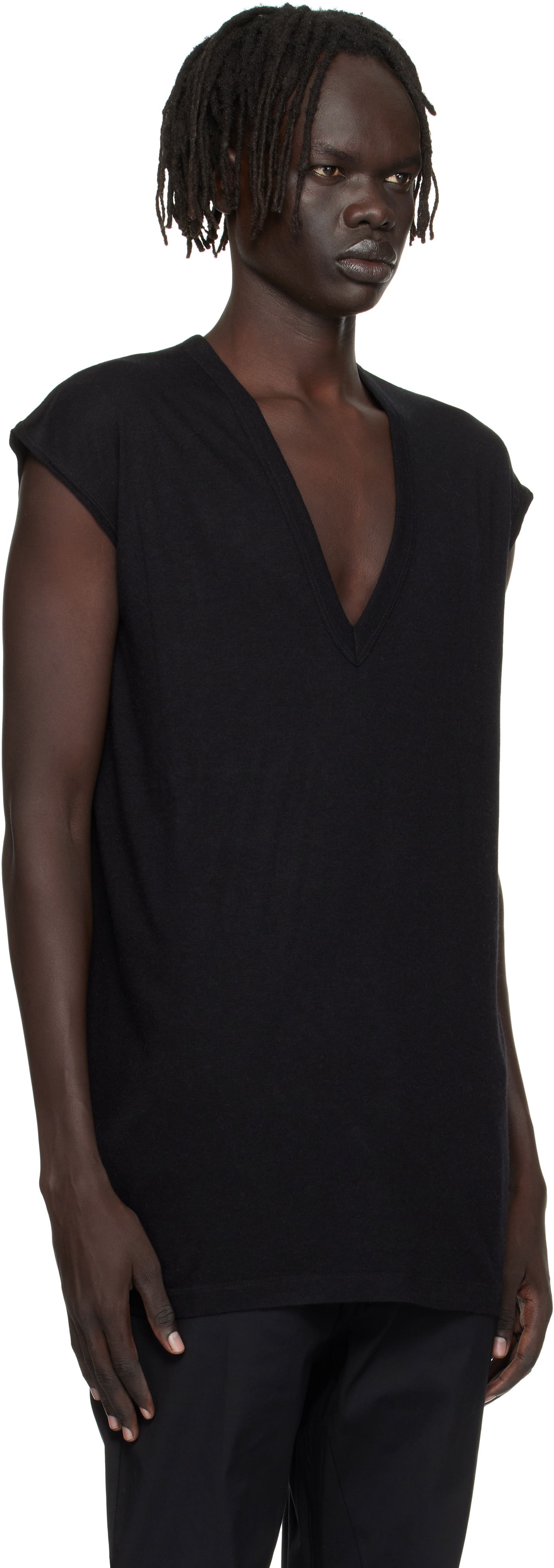 Tričko Rick Owens Rick Owens Concordians Deep V-Neck T-Shirt Čierna | RU02E1230 JR, 1
