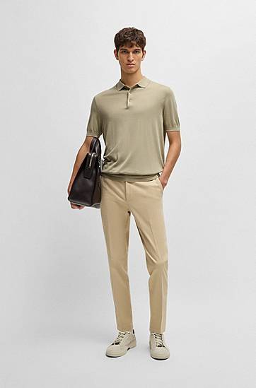 Polo tričko BOSS Regular-Fit Knit Polo Shirt Zelené | 50530838, 1