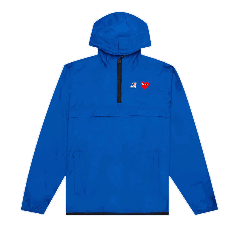 Vetrovka Comme des Garçons PLAY x K-Way Half Zip Hooded Jacket Modrá | AZ J502 051 2