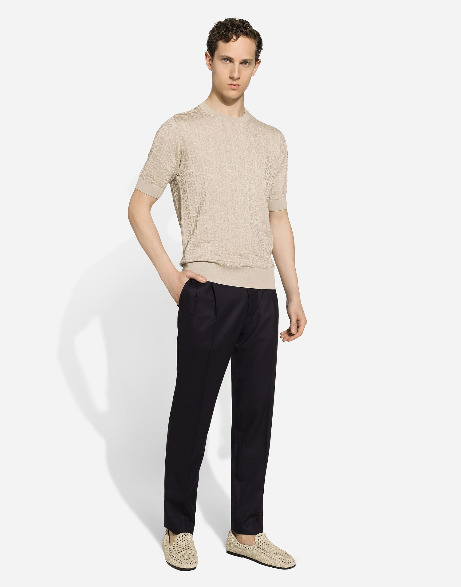 Nohavice Dolce & Gabbana Dolce & Gabbana Tailored Flannel Pants 52 Navy | GY6UETGI251B0665, 1