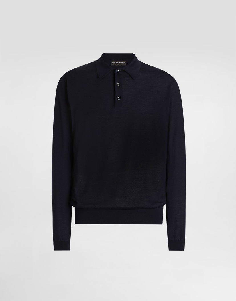 Polo tričko Dolce & Gabbana Cashmere Polo Shirt Navy | GXZ25TJBW05B6712