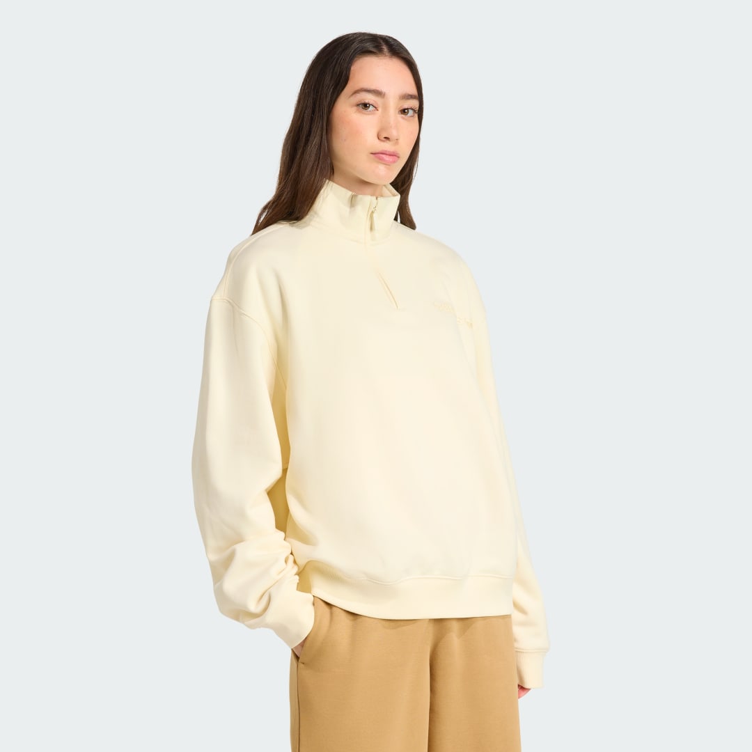 Mikina adidas Performance Essentials Linear Quarter-Zip Oversized Sweatshirt Žltá | JY3554, 0