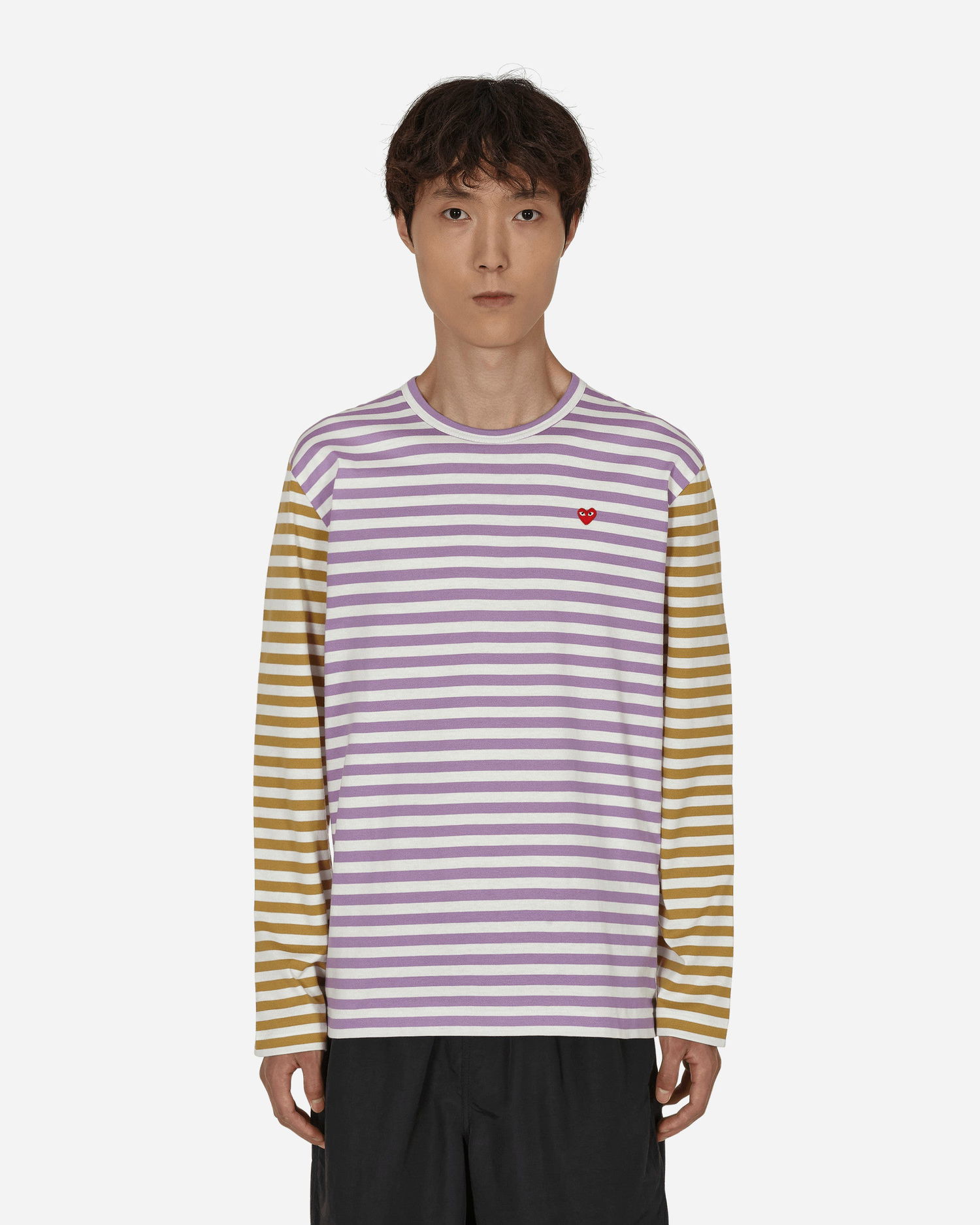 Tričko Comme des Garçons Bi-Color Stripe T-Shirt Fialová | P1T318 4, 0