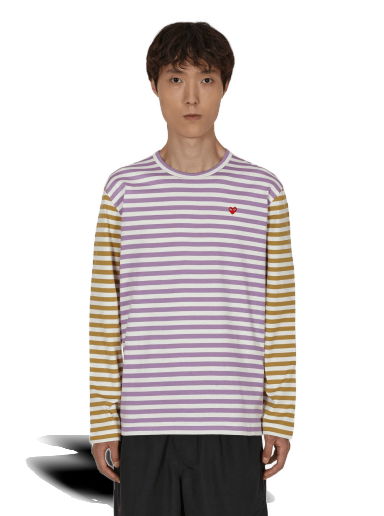 Tričko Comme des Garçons Bi-Color Stripe T-Shirt Fialová | P1T318 4