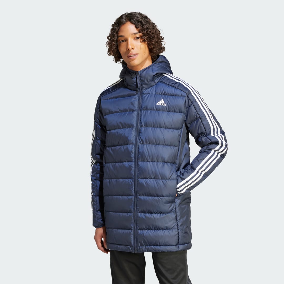 Parka adidas Originals Essentials 3-Stripes Light Down Hooded Navy | IK3203, 0