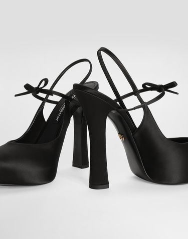 Doplnky Dolce & Gabbana Dolce & Gabbana Satin Slingbacks with Bow Detail Čierna | CG0930AE5478B956, 3