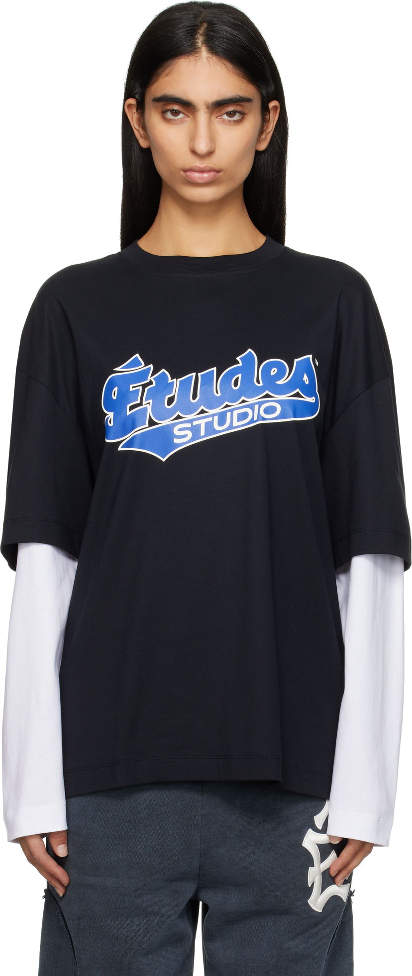 Tričko Études Double Sleeve T-Shirt Etudes Studio Čierna | H24MMTSH184-99