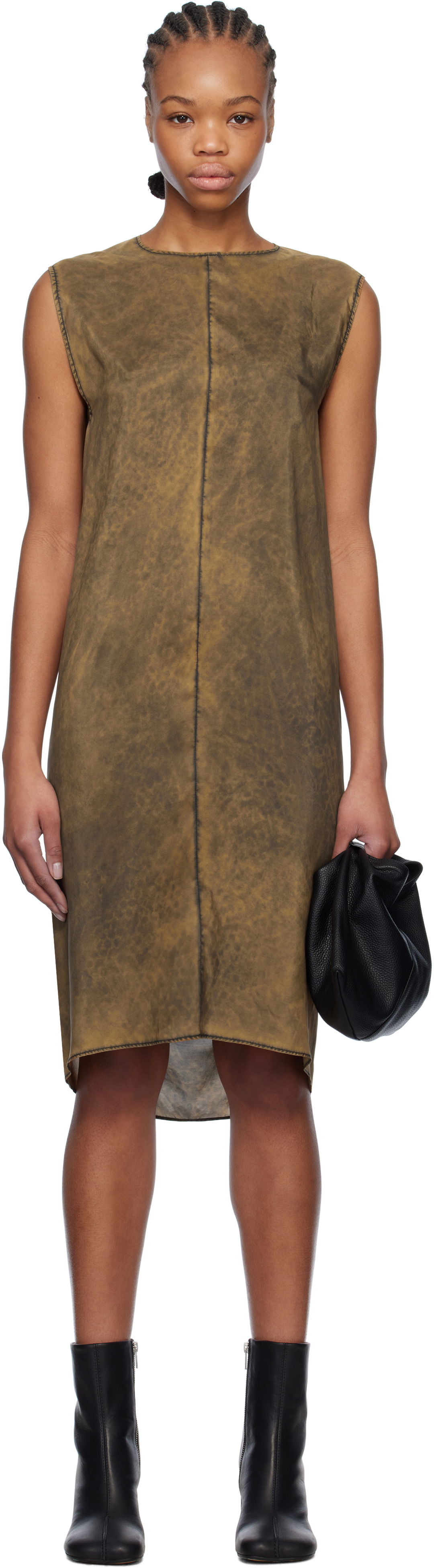 Šaty Maison Margiela MM6 Maison Margiela Silk Shift Midi Dress Hnedá | S52DA0051 M35244, 0