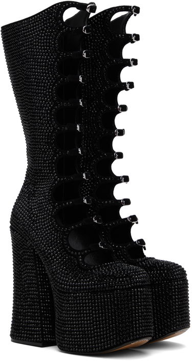Starostlivosť o obuv Marc Jacobs Marc Jacobs 'The Rhinestone Kiki' Knee-High Platform Boots Čierna | 2P4FBO001F19, 3