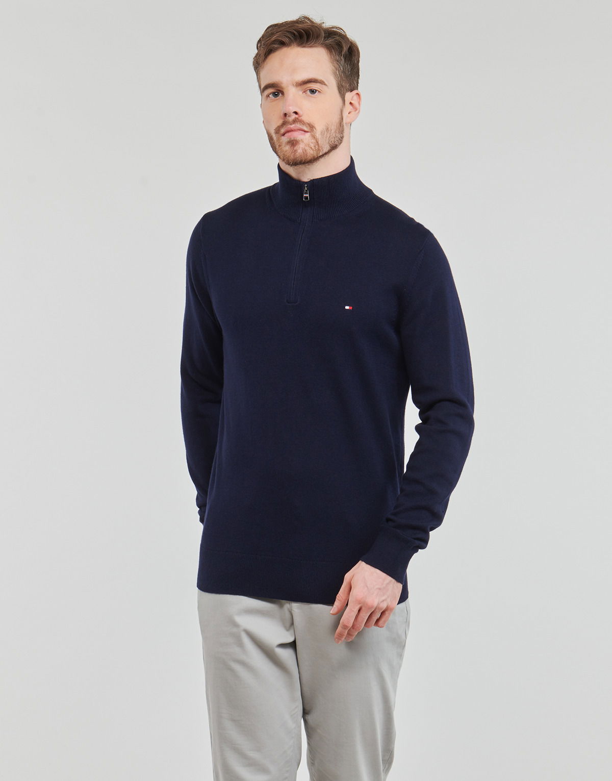 Sveter Tommy Hilfiger PIMA ORG CTN CASHMERE ZIP MOCK Béžová | MW0MW28049-DW5, 1