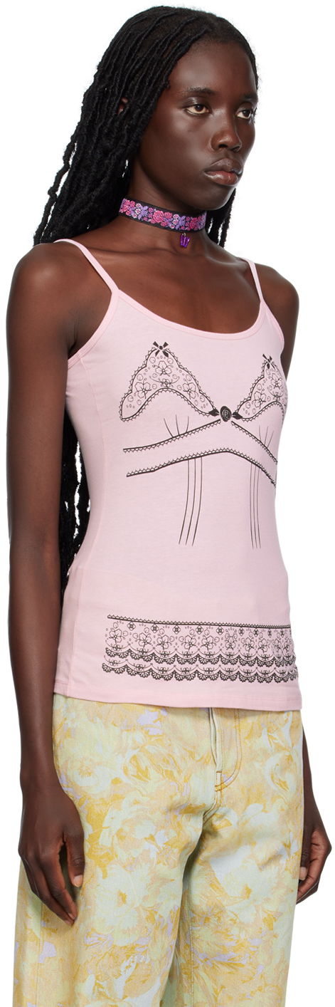Tielko Anna Sui Anna Sui Lace-Print Tank Top Ružová | T623C20, 1