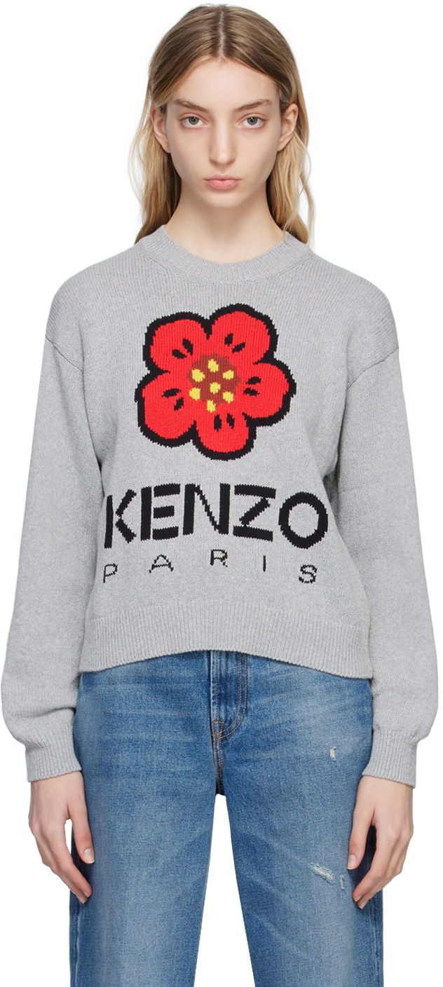 Sveter KENZO Paris Boke Flower Sweater Šedá | FD52PU3803LD, 0