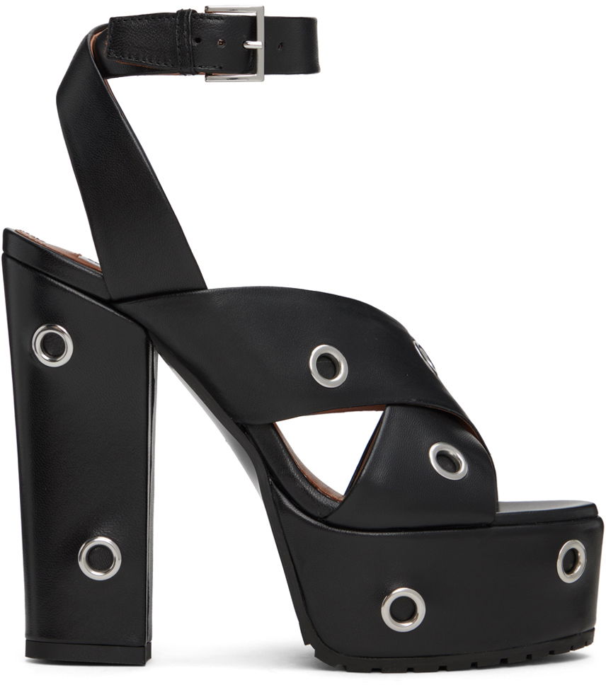 Starostlivosť o obuv Alaïa ALAÏA Eyelets Platform Sandals Čierna | AA3S070CK181, 0