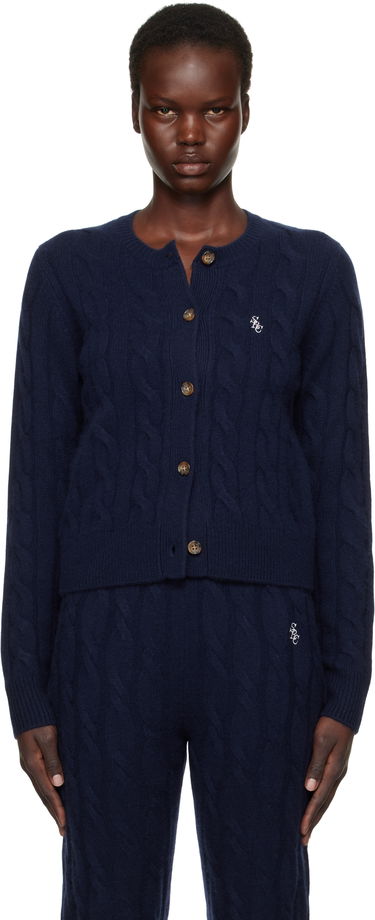 Sveter Sporty & Rich 'SRC' Cableknit Cashmere Cardigan Navy | CA003512302BL32, 0