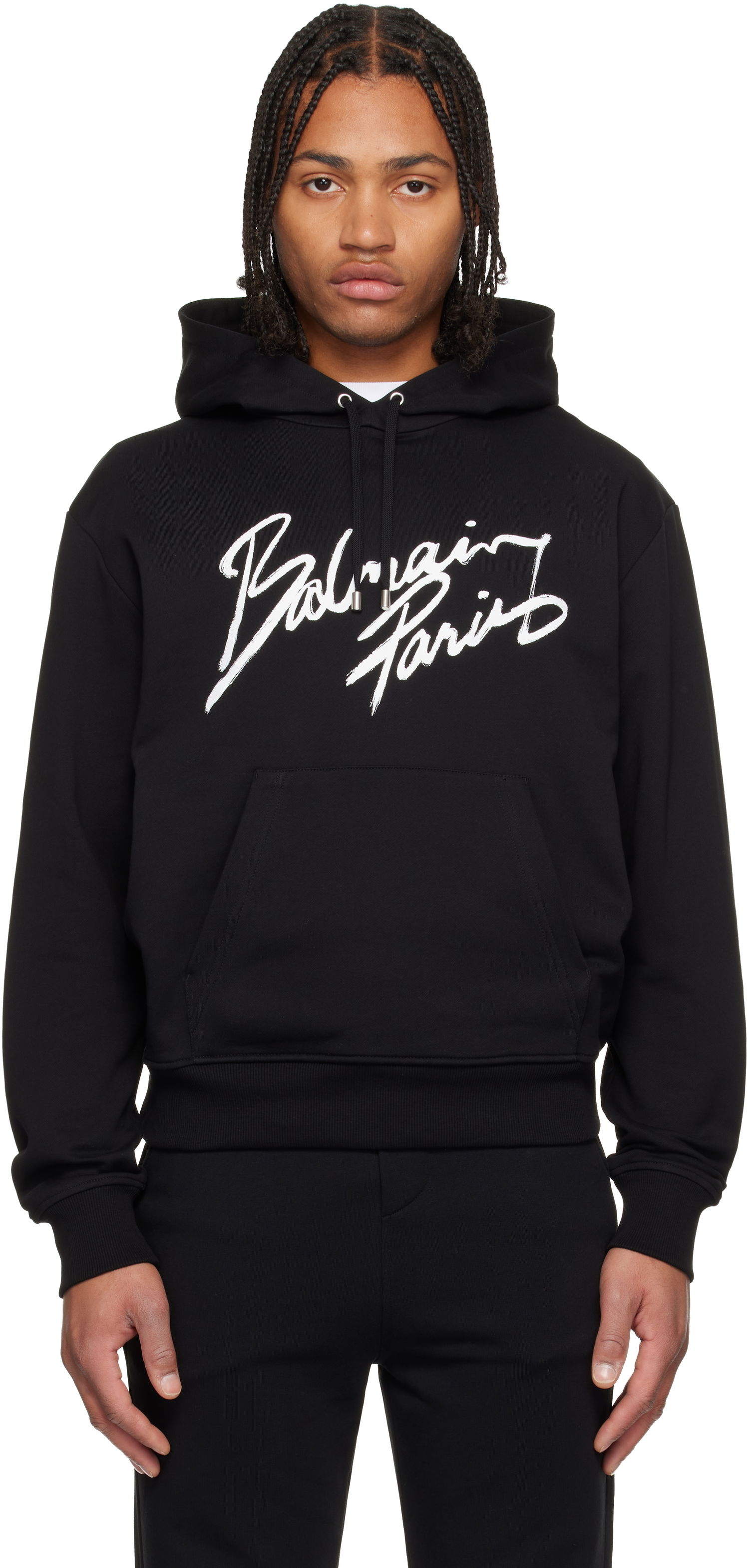 Mikina Balmain 'Balmain Paris' Writing Hoodie Čierna | FH2JR090BD27, 0