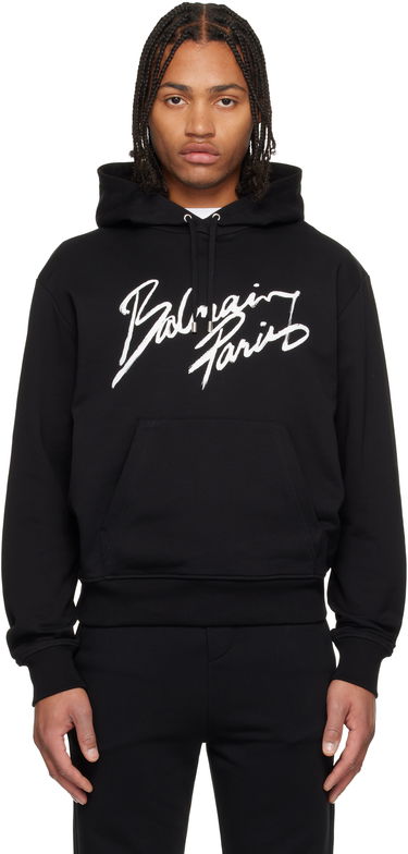 Mikina Balmain 'Balmain Paris' Writing Hoodie Čierna | FH2JR090BD27, 0