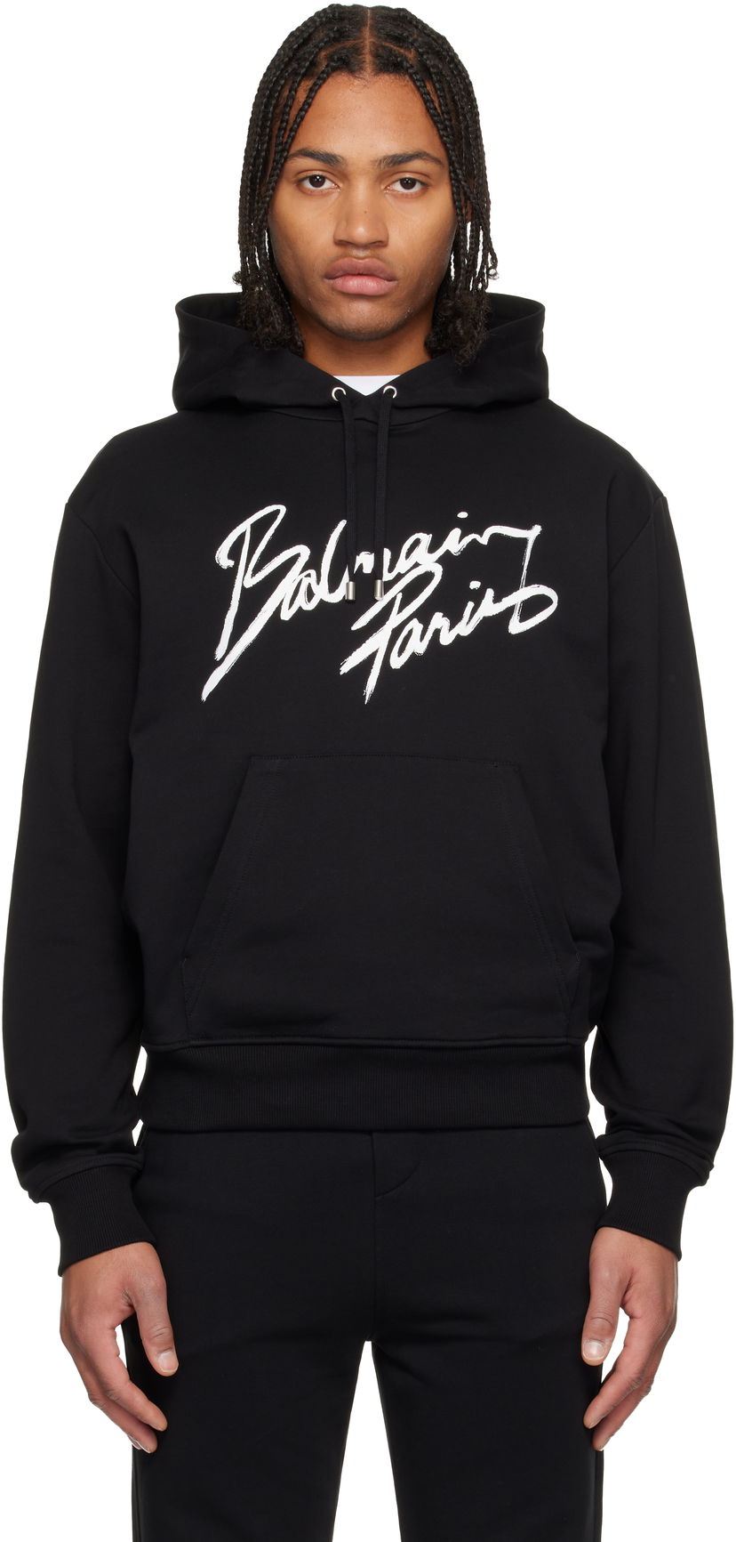 Mikina Balmain 'Balmain Paris' Writing Hoodie Čierna | FH2JR090BD27