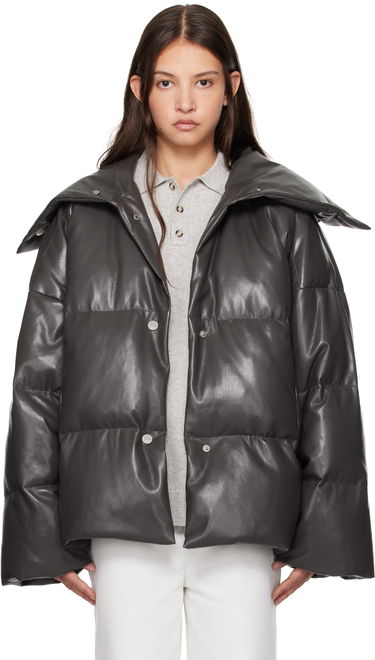 Prešívaná bunda Nanushka Nanushka Alora Down Vegan Leather Jacket Šedá | NW24FWOW31669, 0