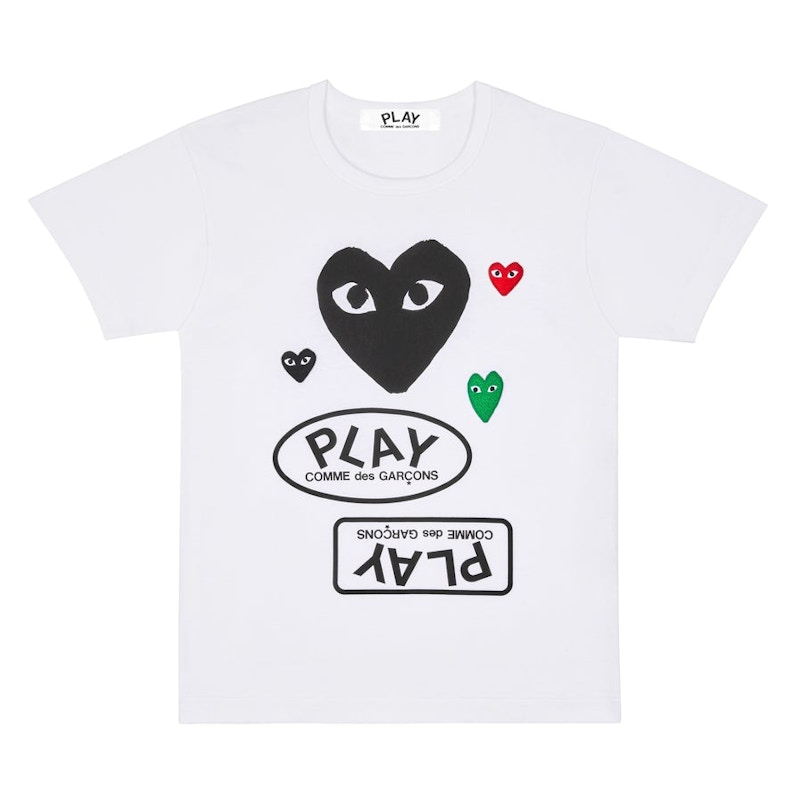 Tričko Comme des Garçons Play Multi Logo Heart T-Shirt Biela | AZ-T281-051-1