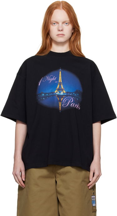 Tričko VETEMENTS VETEMENTS 'Night In Paris' Oversized T-Shirt Čierna | UH76TR410B, 0