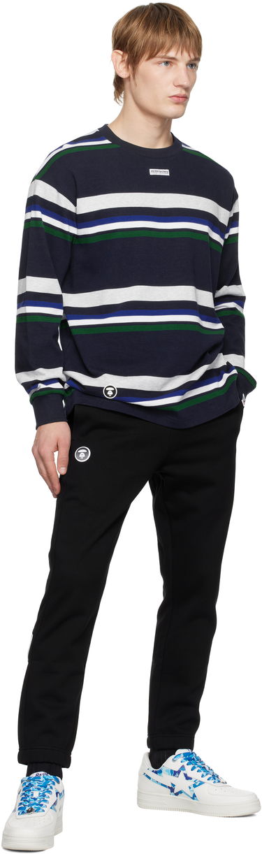 Sveter AAPE by A Bathing Ape AAPE by A Bathing Ape 'AAPE NOW' Striped Long Sleeve T-Shirt Navy | AAPLTM1542XXNNYX, 3