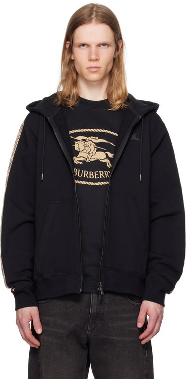 Mikina Burberry Burberry Check Trim Cotton Zip Hoodie Čierna | 8110790, 0