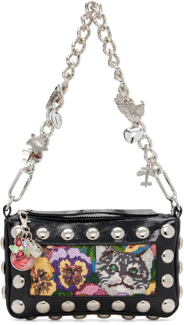 Kabelka Chopova Lowena Fillie Studded Chain Charm Embroidered Pouch Bag Čierna | 6453, 0