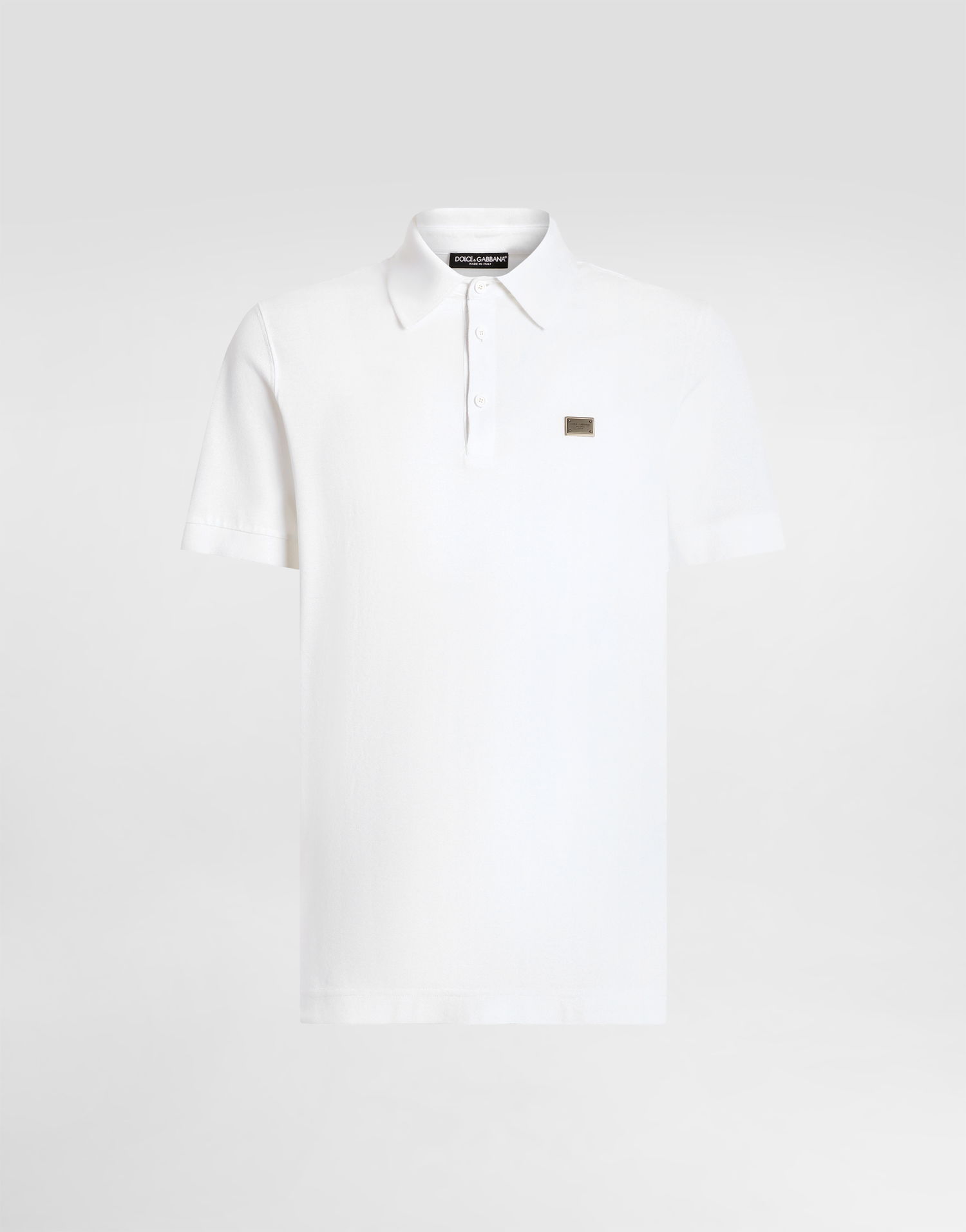 Polo tričko Dolce & Gabbana Dolce & Gabbana Cotton Polo Shirt with Metal Logo Tag Biela | G8SN1TFU7ENW0800, 0