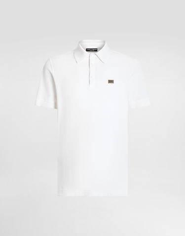 Polo tričko Dolce & Gabbana Dolce & Gabbana Cotton Polo Shirt with Metal Logo Tag Biela | G8SN1TFU7ENW0800, 0