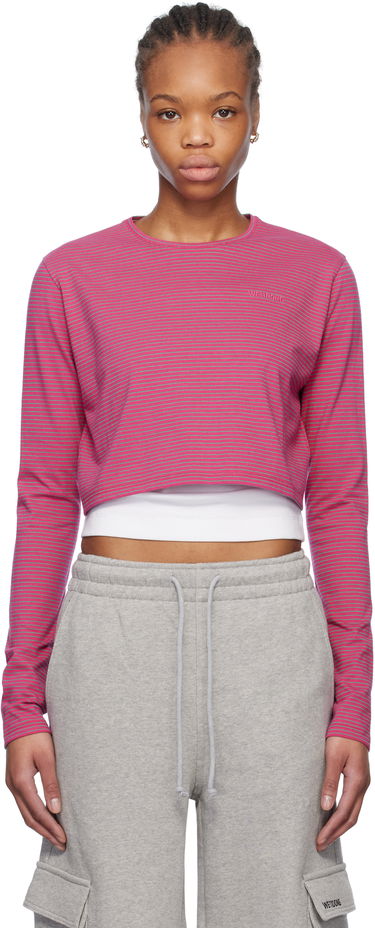Crop Top We11done We11done Striped Cropped T-Shirt Ružová | WD-TT0-25-716-W-PK, 0