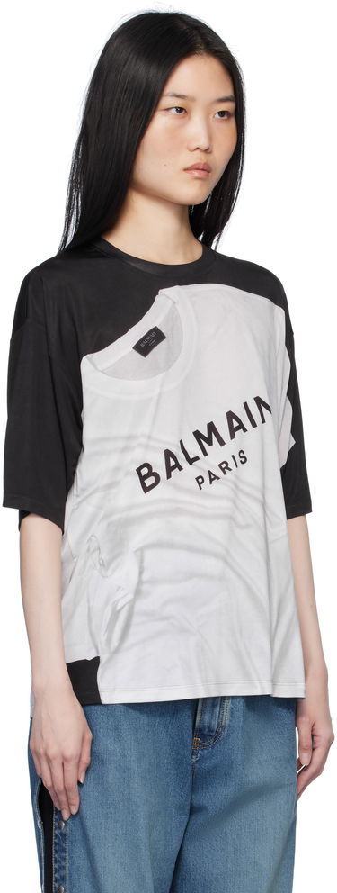 Tričko Balmain Loose Fit Optical Illusion Print T-Shirt Čierna | EF1EG110GE37, 1