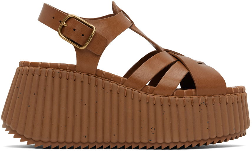Tenisky a topánky CHLOÉ Nama Wedge Sandals Hnedá | CHC24A05DNC, 0