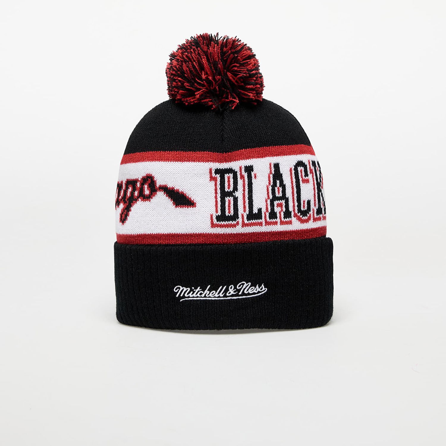 Kulicha Mitchell & Ness Chicago Blackhawks Pom Knit Beanie Čierna | HK8955-CBHBLCK, 1