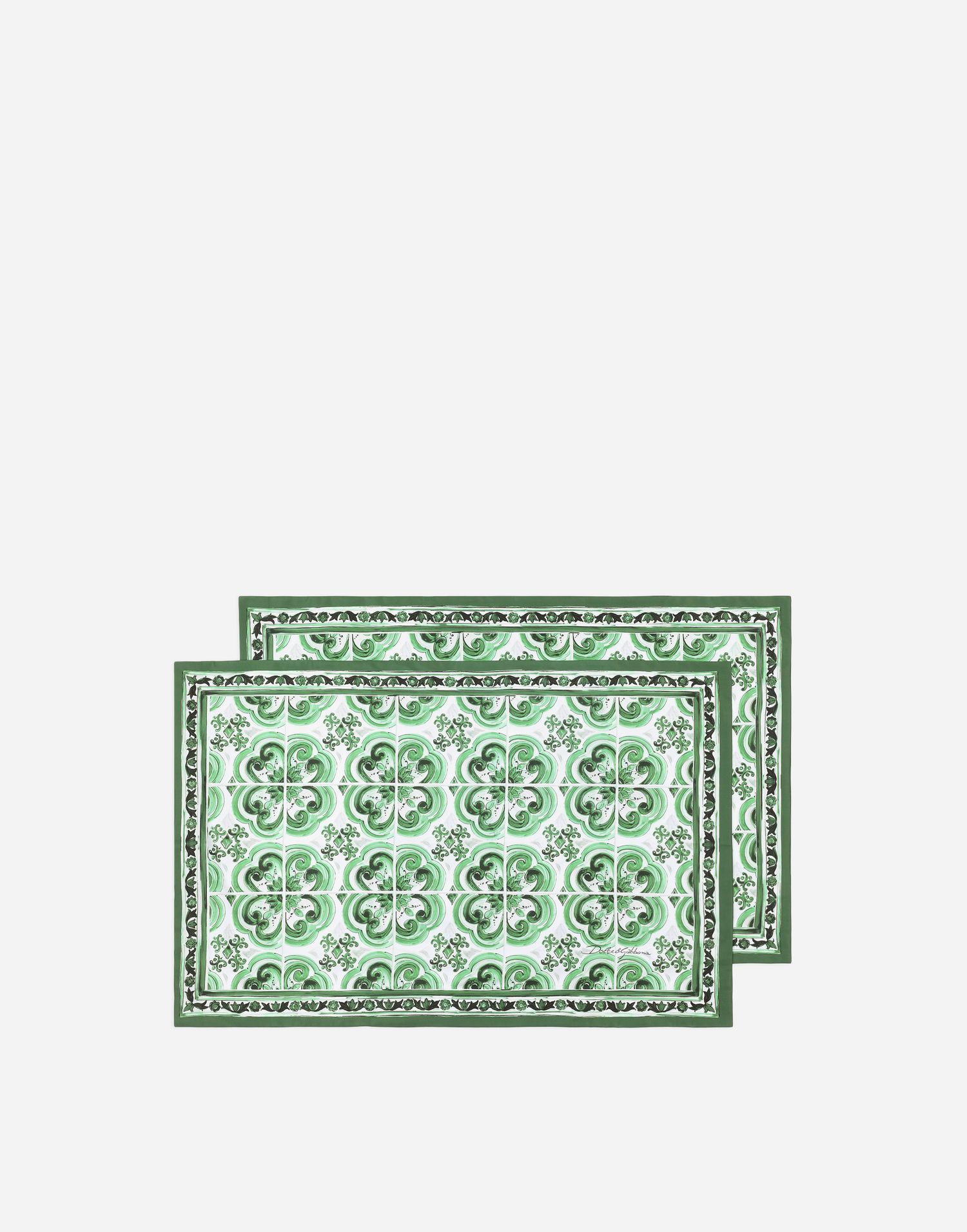 Doplnky Dolce & Gabbana Dolce & Gabbana Set of 2 Cotton Sateen Pillowcases with Green Tile Print Zelené | TCES02TCAKFUV009, 1