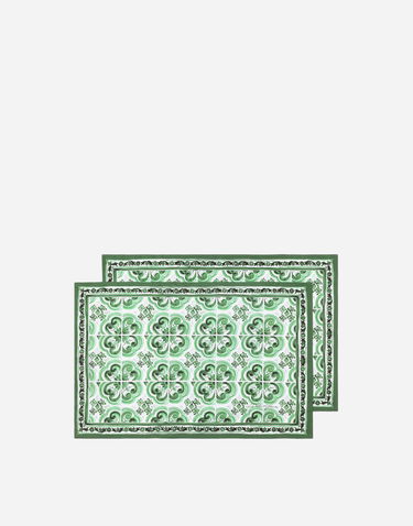 Doplnky Dolce & Gabbana Dolce & Gabbana Set of 2 Cotton Sateen Pillowcases with Green Tile Print Zelené | TCES02TCAKFUV009, 1