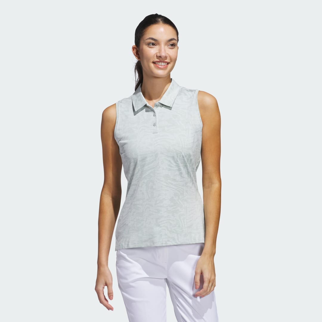 Polo tričko adidas Performance Ultimate365 Jacquard Sleeveless Polo Shirt Zelené | JD2003, 0