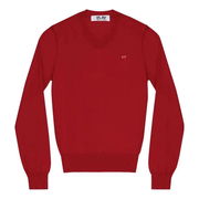 COMME des GARCONS PLAY Long Sleeve V-Neck Sweater with Small Heart Logo