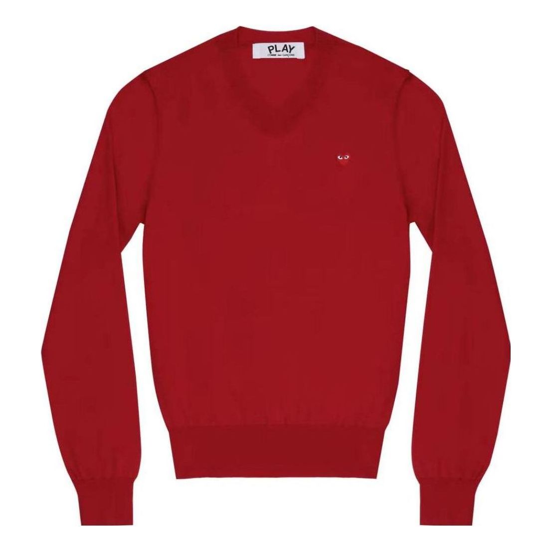 Sveter Comme des Garçons COMME des GARCONS PLAY Long Sleeve V-Neck Sweater with Small Heart Logo Červená | AZ-N051-051-3, 0