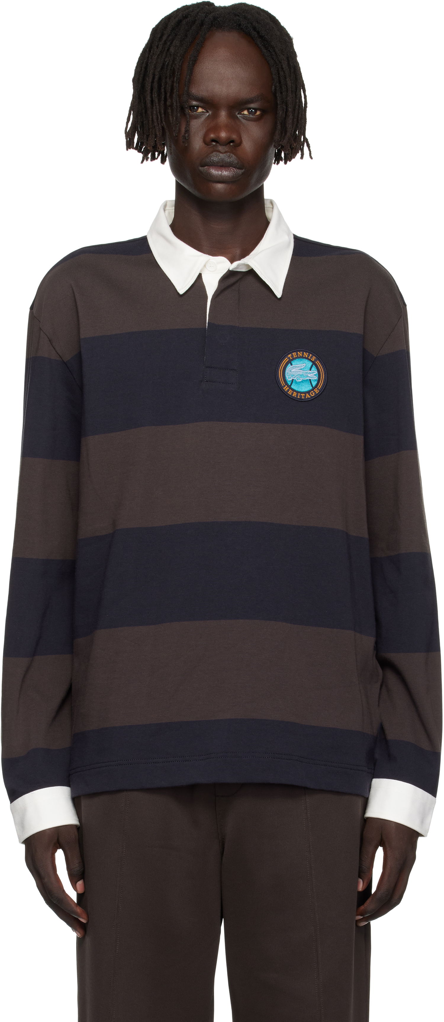 Polo tričko Lacoste Lacoste Relaxed Fit Striped Rugby Polo Hnedá | KH5916_6IY, 0