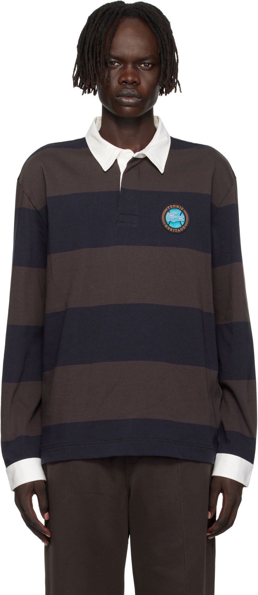 Polo tričko Lacoste Lacoste Relaxed Fit Striped Rugby Polo Hnedá | KH5916_6IY