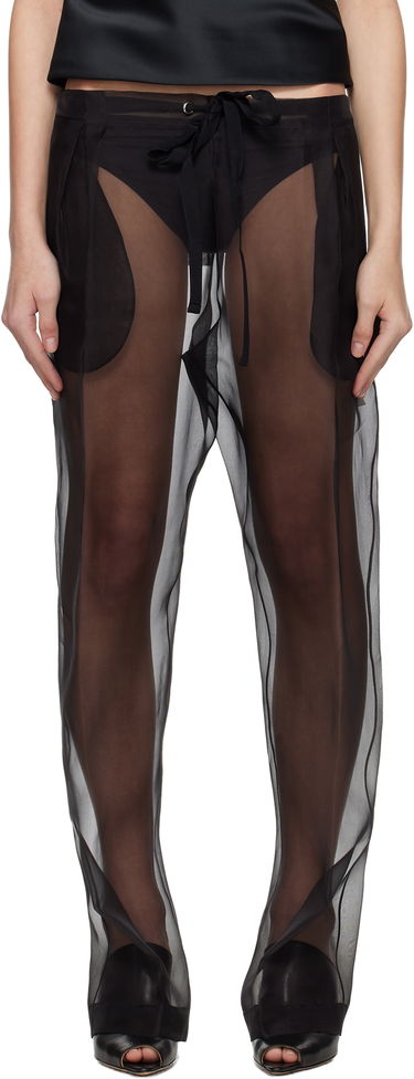 Nohavice Khaite KHAITE Trenton Sheer Silk Trousers Čierna | 3160343, 0