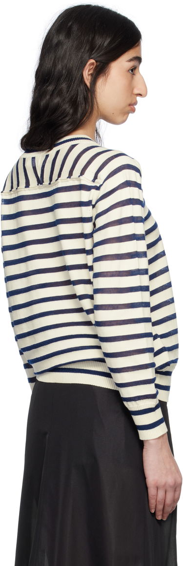 Sveter Comme des Garçons Comme Des Garçons Horizontal Stripe Cotton Sweater Biela | TO-N007-S25, 2