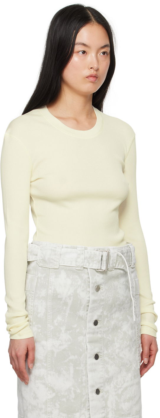 Sveter LEMAIRE LEMAIRE Women's Ribbed Long Sleeve T-Shirt Žltá | TO1147 LJ1017, 1