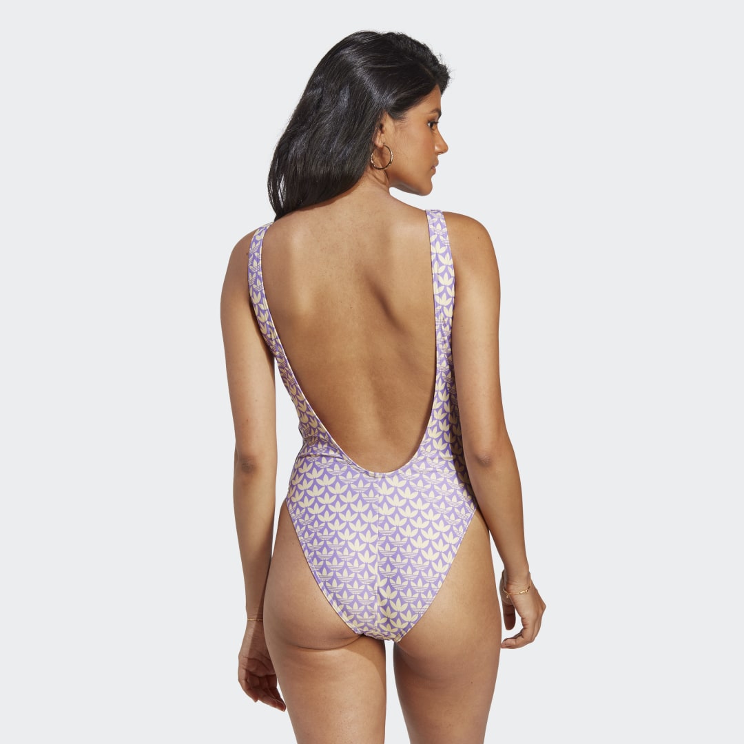 Plavky adidas Originals Monogram 3-Stripes Swimsuit Fialová | HZ4110, 1