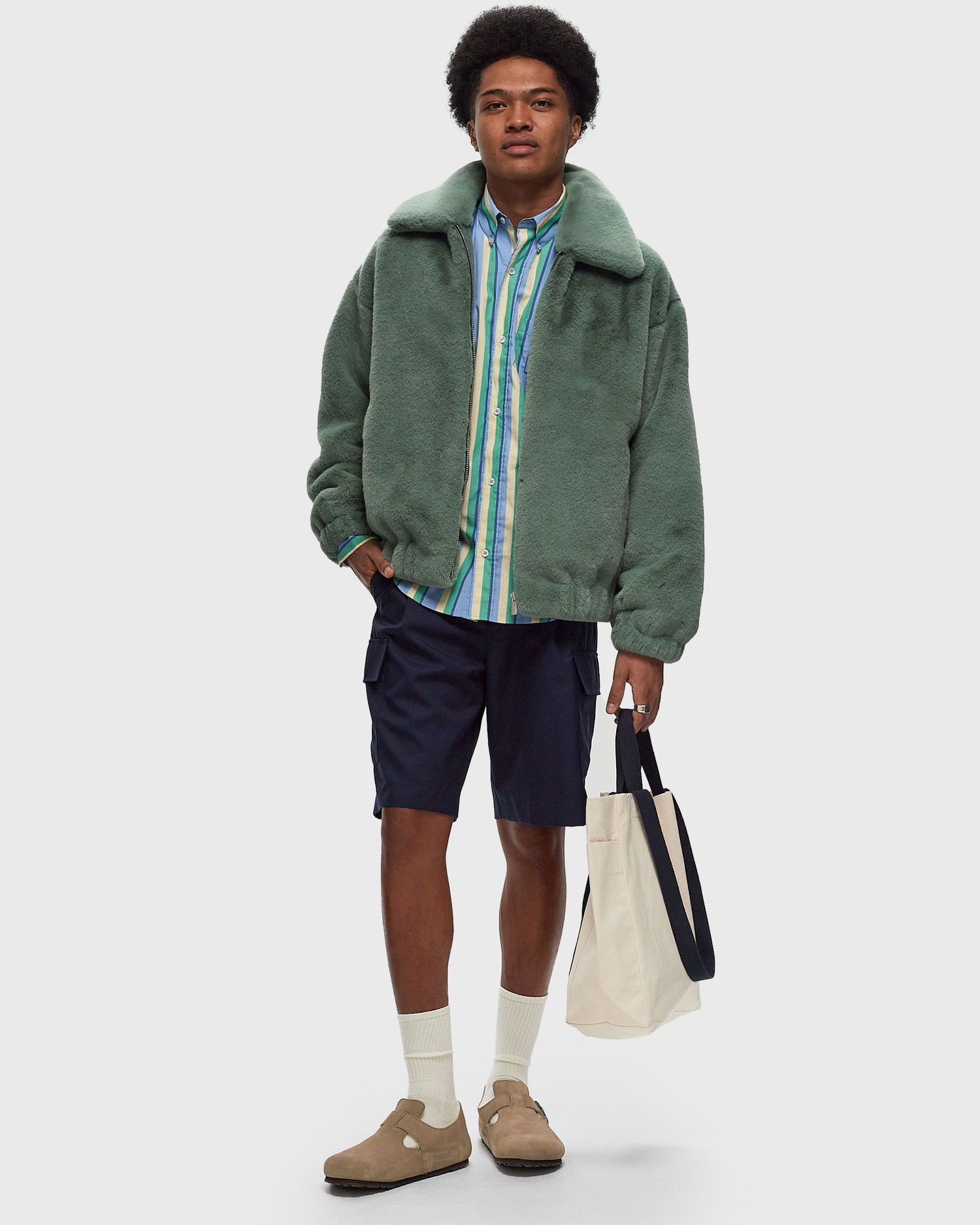 Bomber bunda Drôle de Monsieur La Veste Fourrure Bomber Jacket Zelené | E-JT186-PL139-WG, 1