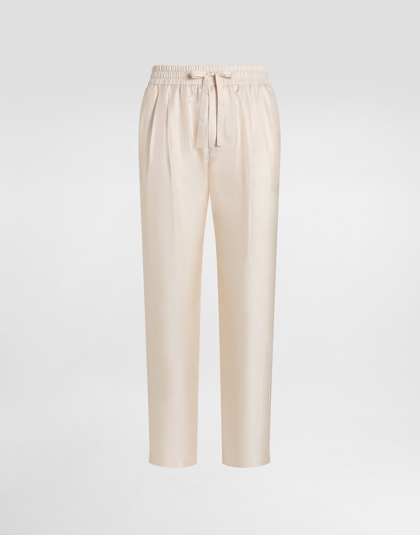 Nohavice Dolce & Gabbana Dolce & Gabbana Silk Twill Jogging Trousers Béžová | GP12QTFU10SA3791