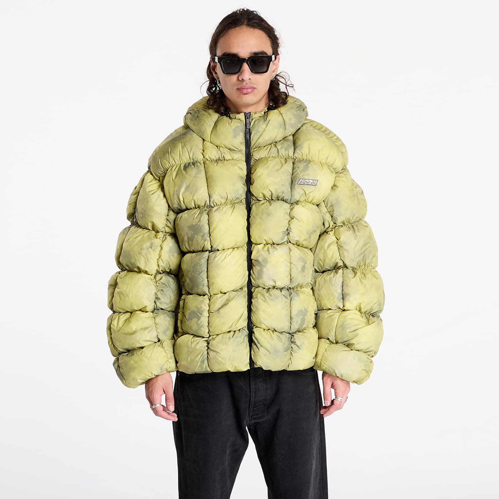 Jacket Sport Patch Square Quilted Puffer Jacket Lime Green L